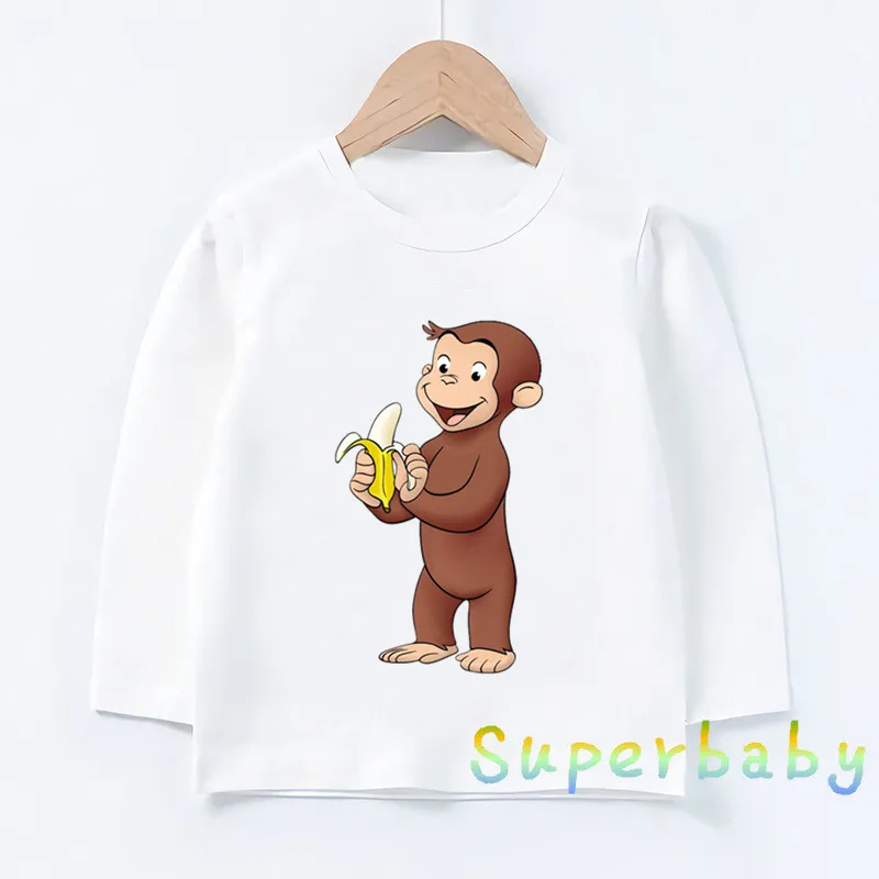 Детская любопытная Футболка с принтом обезьяны Джордж забавные детские топы