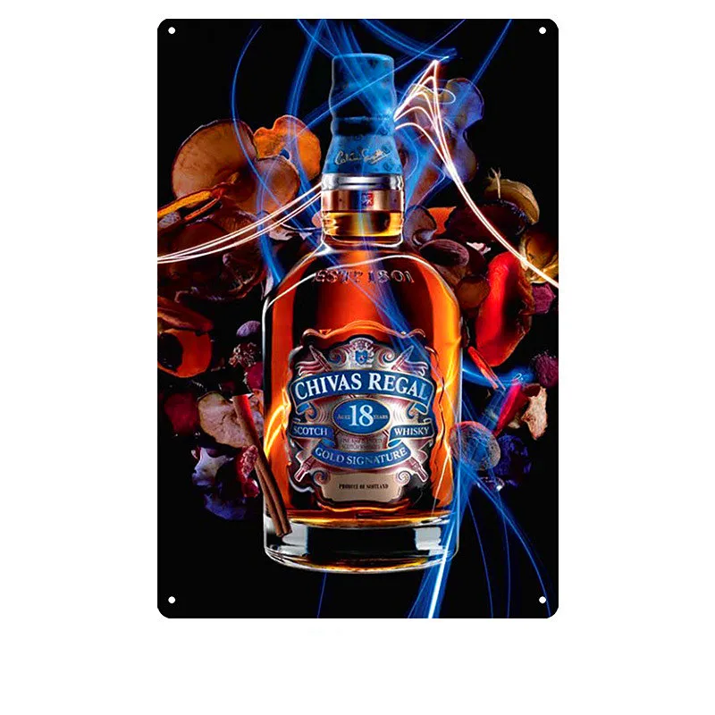 Chivas Regal табличка пивная винтажная металлическая жестяная вывеска наклейки на стену для бара, паба, клуба, украшение для дома, Настенный декор, виски, художественный плакат, тарелки - Цвет: 24