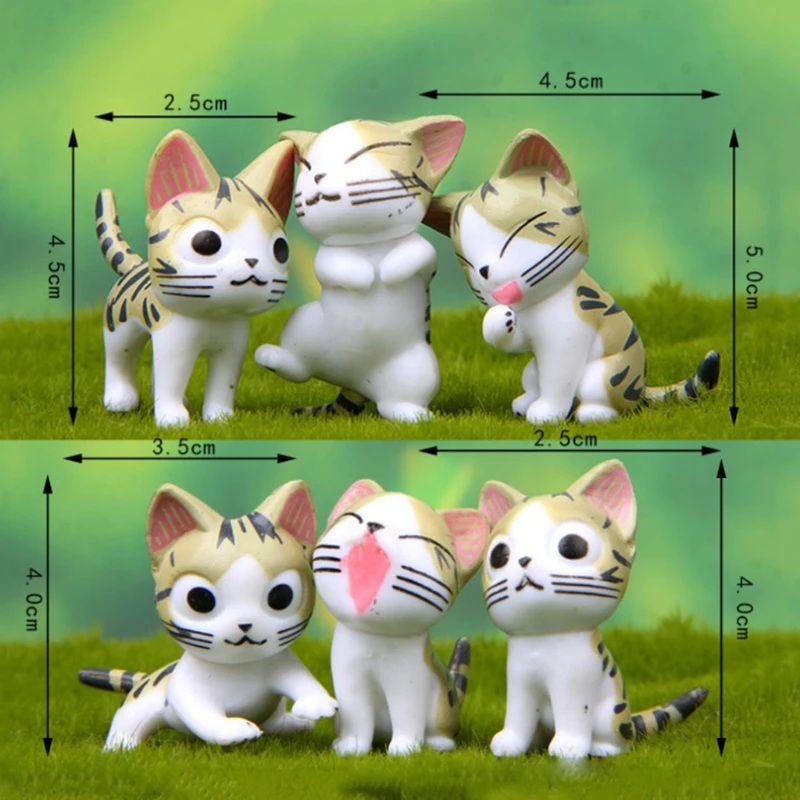 

6pcs Lovely Cat Ornaments Micro Landscape Home Decor Miniature Fairy Garden Decoration Accessories Desktop Model Birthday