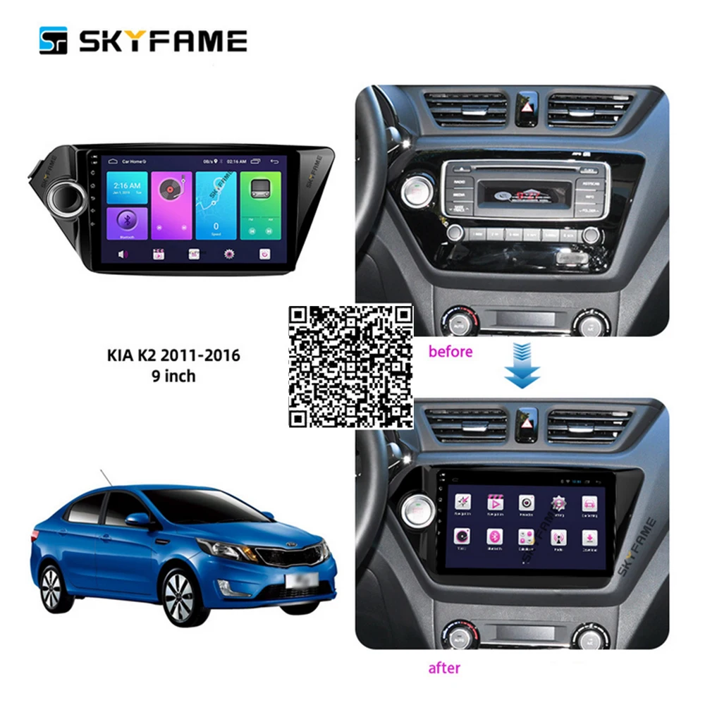 

SKYFAME Car Accessories Radio Stereo For Kia Rio/Pride/K2 2011-2017 Android Multimedia System DSP GPS Navigation Player