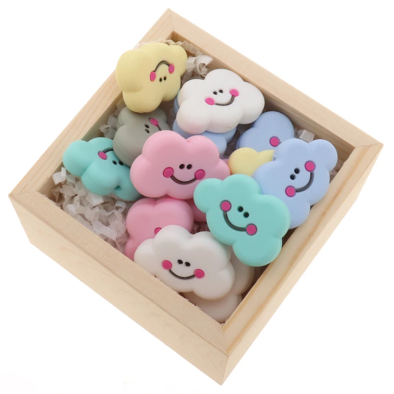 

Fkisbox 5pc Rodent Silicone Unicorn Baby Teether Beads Flower Mordedor BPA Free Infant Chewing Teething Necklace Bunny Cloud Fox
