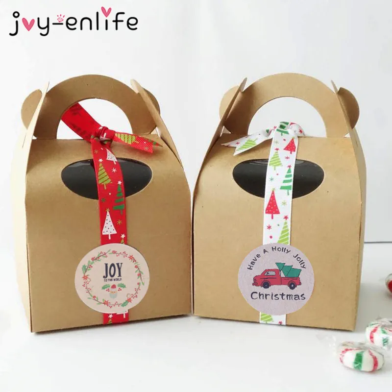 120 шт Счастливого Рождества Подарочная коробка круглая Уплотнительная наклейка