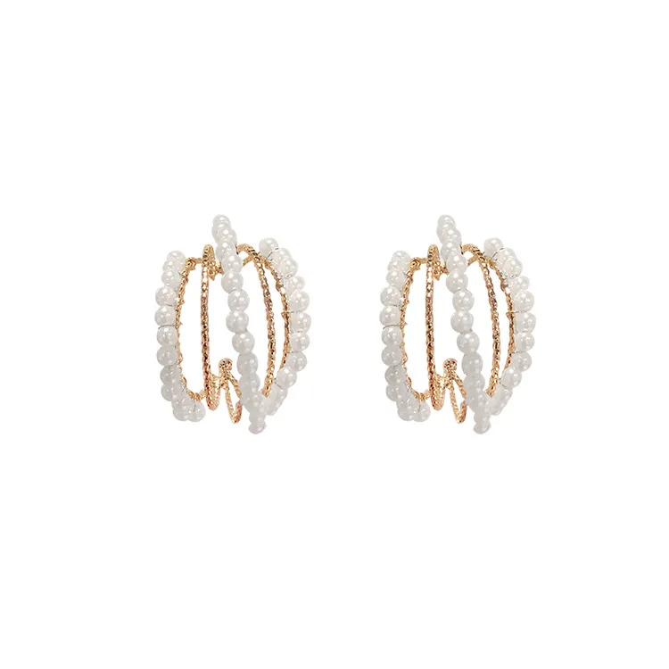 S925 Серебряные иглы Корея Восточные Ворота жемчужные c-образные серьги Корейский