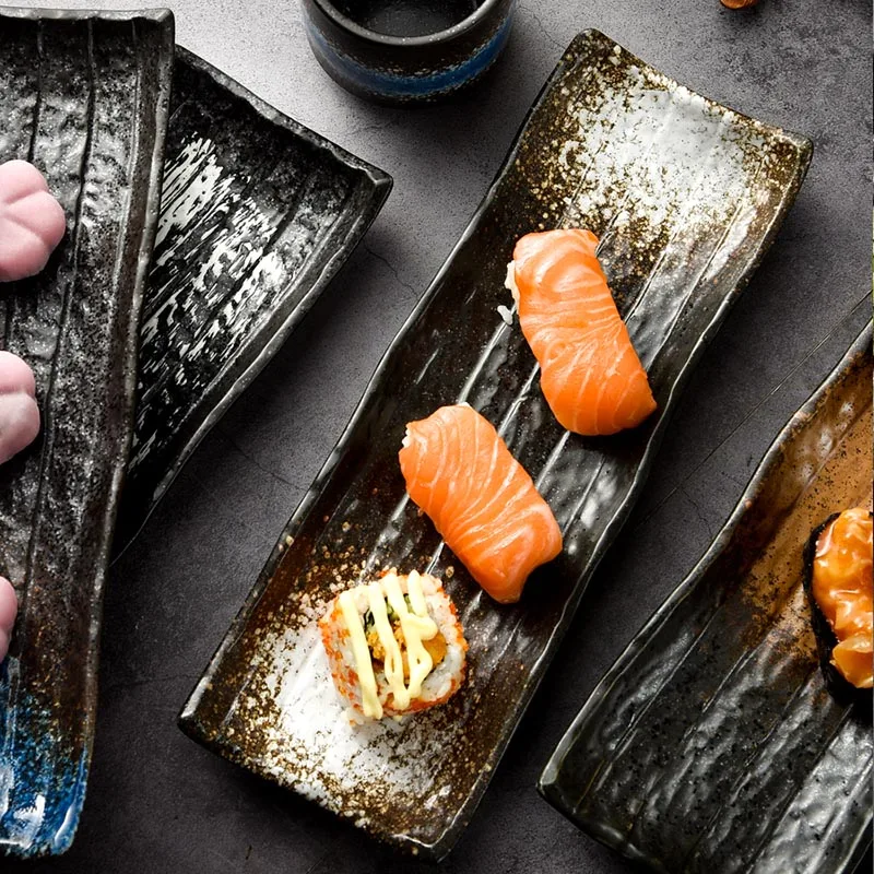 Посуда для японской кухни прямоугольная керамическая тарелка суши креативные