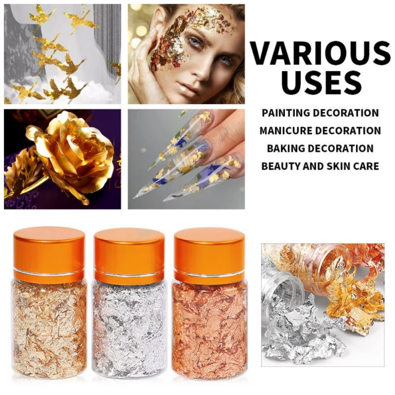 

NEW Decorations Painting Gold Foil Fragments Craft Paper Pieces Gold Flakes Potal Gold Leaf Flakes for Gliding Arts Crafts