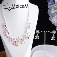 meicem 2021 womens arrivals classic rose flower women necklaces colorful enamel statement jewelry accessories chokers necklace