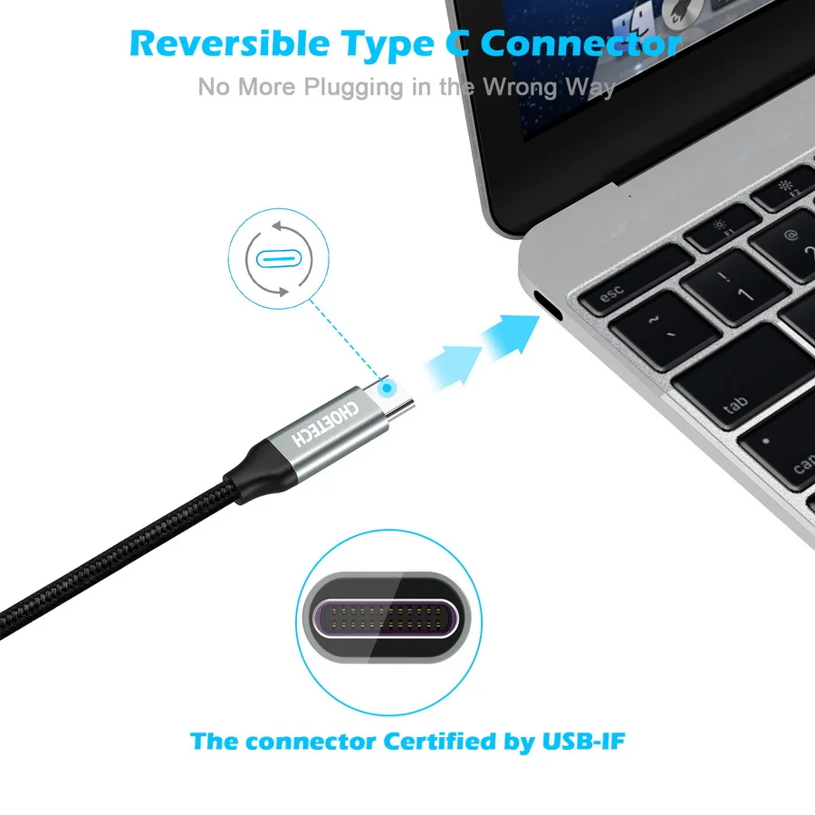 CHOETECH Type C USB Cable Fast Charging Data To 3.3ft/1M for Samsung S8 S10 Phone For Huawei Xiaomi | Мобильные телефоны и