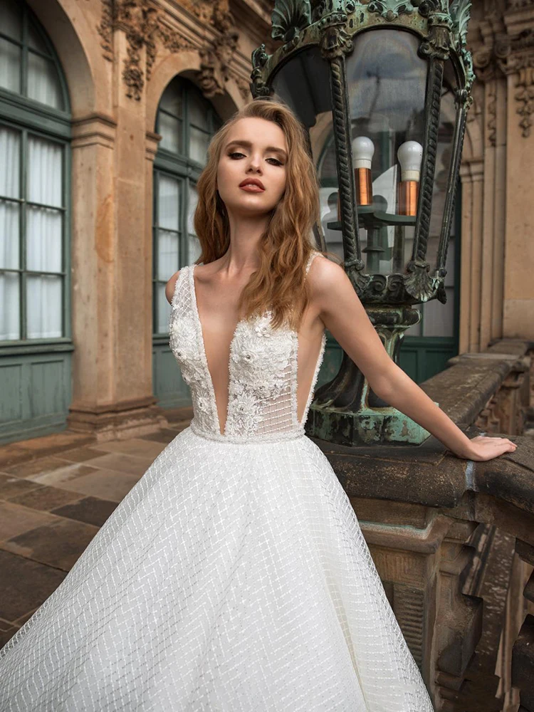 

BAZIIINGAAA Simple Wedding Dress Lace Little Beading Strapless Dress Luxury Wedding Gowns Bridal Can Be Washed Bride Dresses