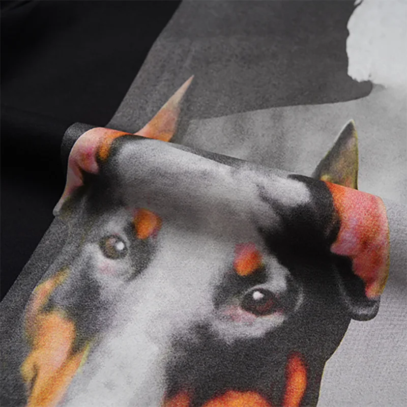 

Novelty New High Punk Men Fashion T Shirts Doberman Print T-Shirt Hip Hop Skateboard Street Cotton T-Shirts Tee Dog #N73