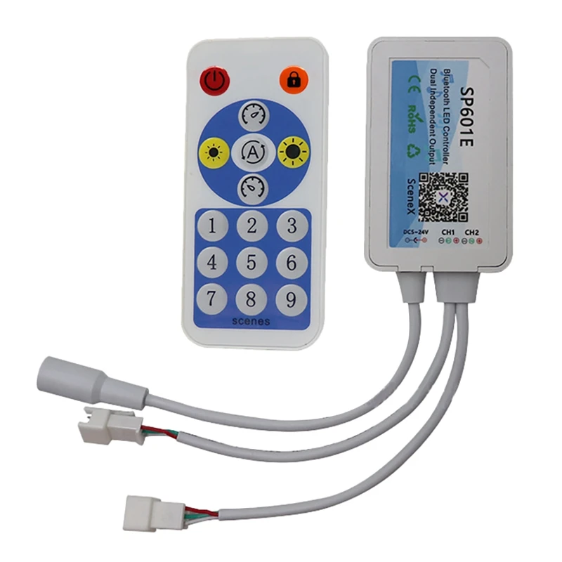 

SP601E LED Controller Dual-Signal Output Symphony LED Bluetooth+RF Remote Music Controller for 2812 2811 Light Strips