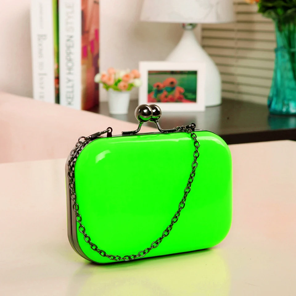 Женские маленькие сумки на плечо неоново зеленый квадратный ремень радужная