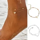 Женский ножной браслет в богемном стиле, Многослойные Регулируемые ножные браслеты в форме сердца 2021, пляжный ножной браслет на лодыжку, браслеты для женщин, ножная цепочка, подарки