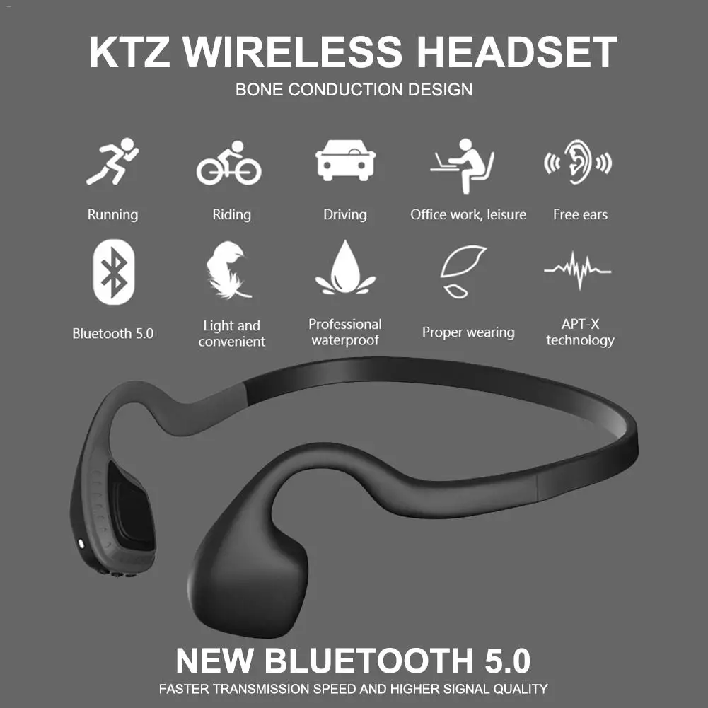 Bluetooth 5,0, гарнитура, костная проводимость, Беспроводные спортивные наушники, задние свободные руки, водонепроницаемые наушники с креплением на шею, наушники