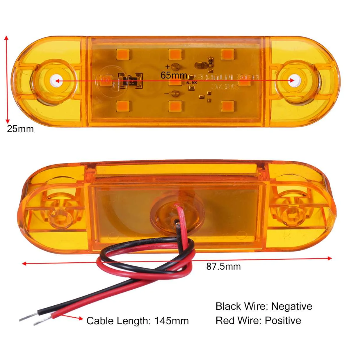 

2pcs 12V 24V 9 LED Car Truck Side Marker Light Lamp Tail Light Signal Indicator Warning for Trailer Caravan Lorry Van Bus Amber