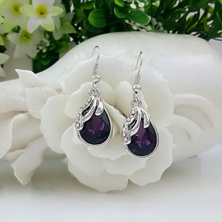 2019 Fine ladies earrings 925 sterling silver crystal ear hook hypoallergenic bride Christmas gift e073 | Украшения и аксессуары
