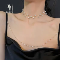 2021 new creative pearl branch gold colour choker necklace korean fashion jewelry goth girls unusual clavicle chain for woman
