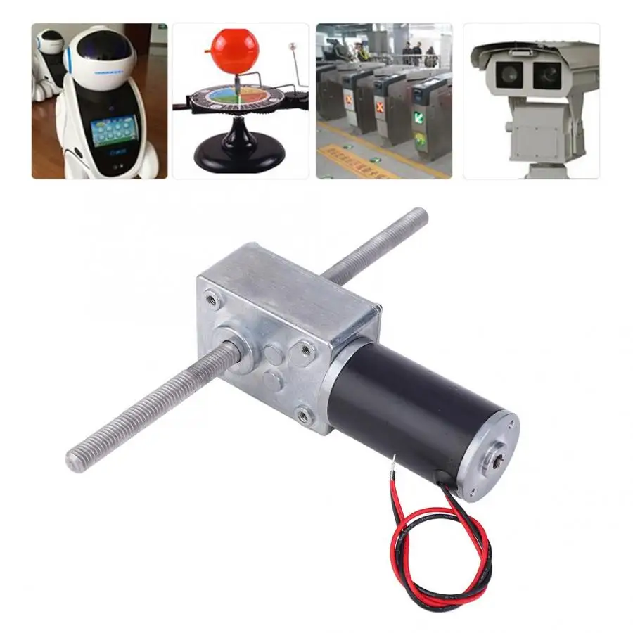 24V червячный мотор-редуктор с двойным валом металлический редукционный ящик