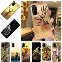 phone case for samsung galaxy s21 ultra s20 fe 5g s10 lite s10e s9 plus note 20 10 9 8 deer leopard animal tpu soft back cover