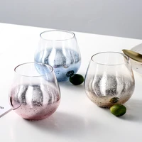 570ml ins gradient glass egg design wine glass beer vodka whiskey glass cup large capacity plating family bar 4 color gift cups
