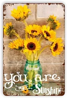 lznang metal tin sign wall decor you are my sunshine welcome sunflowers funny vintage tin sign wall plaque poster for cafe bar