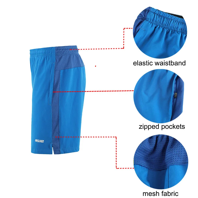 ARSUXEO Gym Running Shorts Men Summer Fitness Sportwear Quick Dry Breathable Bodybuilding Sports | Спорт и развлечения