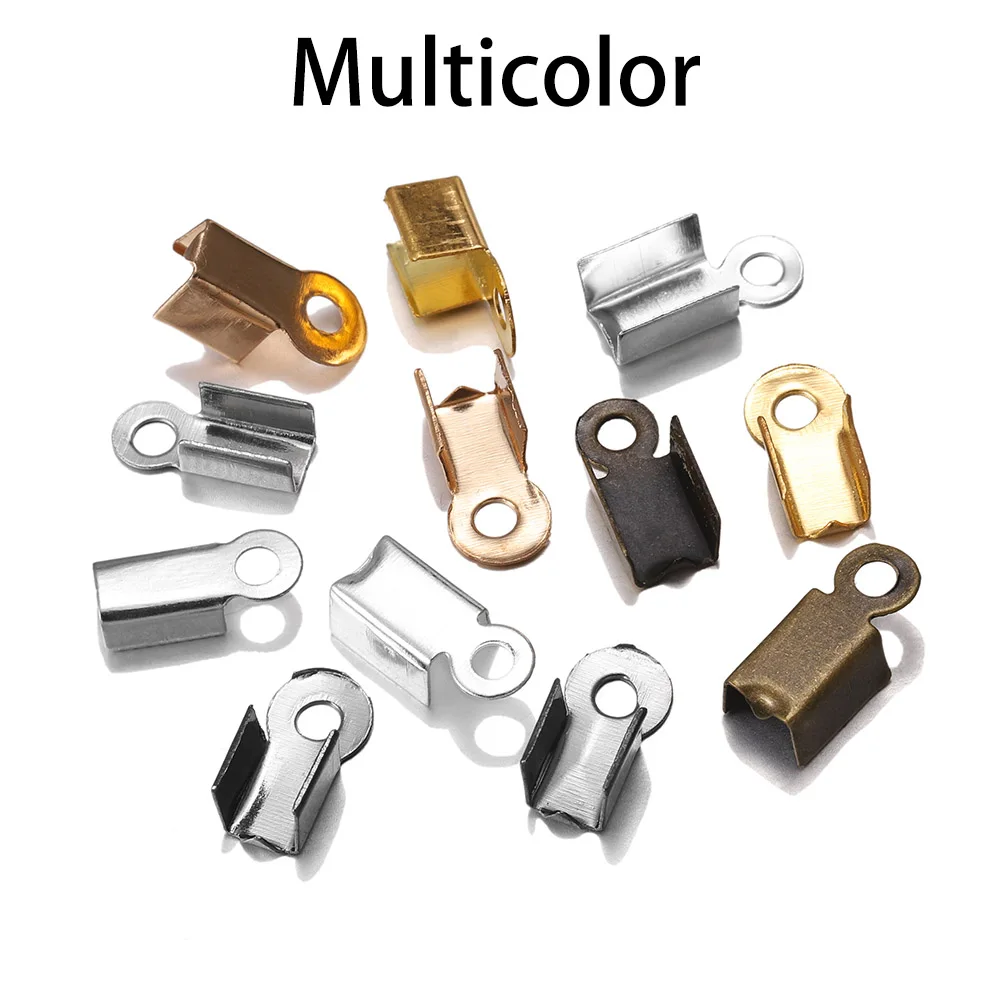 Multicolor 200 шт./лот, заглушки для шнура, заглушки для шнура, лента, кожаный зажим, заглушка, обжимные разъемы для самостоятельного изготовления ювелирных изделий - Цвет: Multicolor