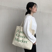 japanese korean letter canvas bag female diy handbags eco friendly shopping bag large capacity students handbag storage bags