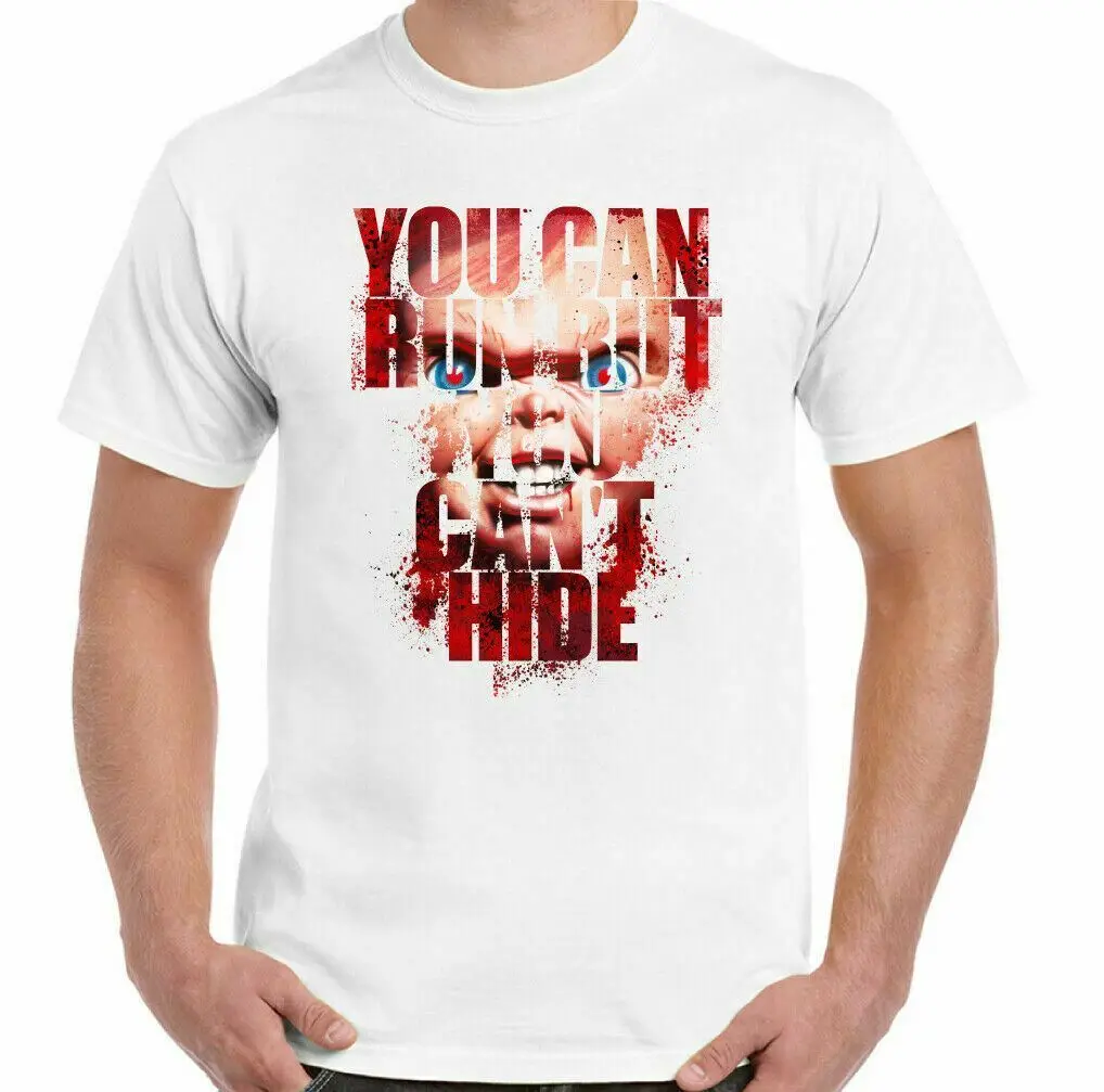 

Mens Halloween you can run but cannot Leather Fun Movie t-shirt