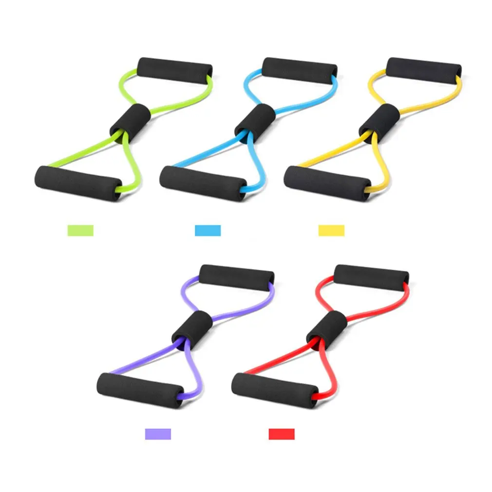 

Five Colors Optional & Wholesale 8-Shaped tension band Neutral Latex Fitness Equipment Rubber Tensioner Body Building Developer