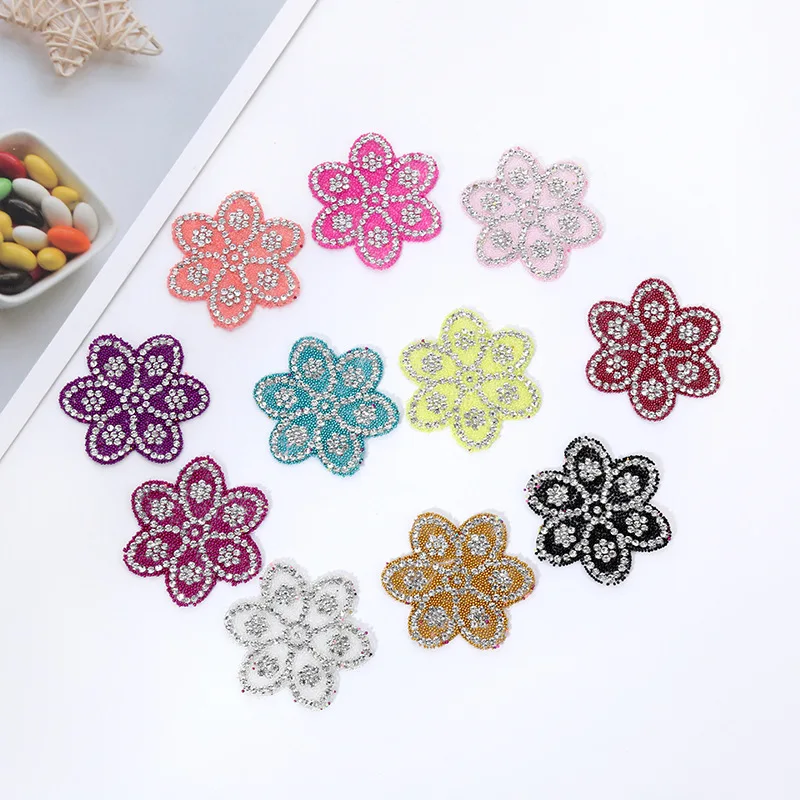 

Flower Crystal Rhinestones Patches Iron on Patches for Clothing Sticker on Clothes for Kids DIY Applique Hotfix Rhinestone Patch