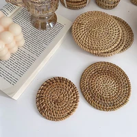 drink coaster cup cute coasters thermal insulation rattan nordic round home tableware posavasos sous verre %ec%bd%94%ec%8a%a4%ed%84%b0 free shipping