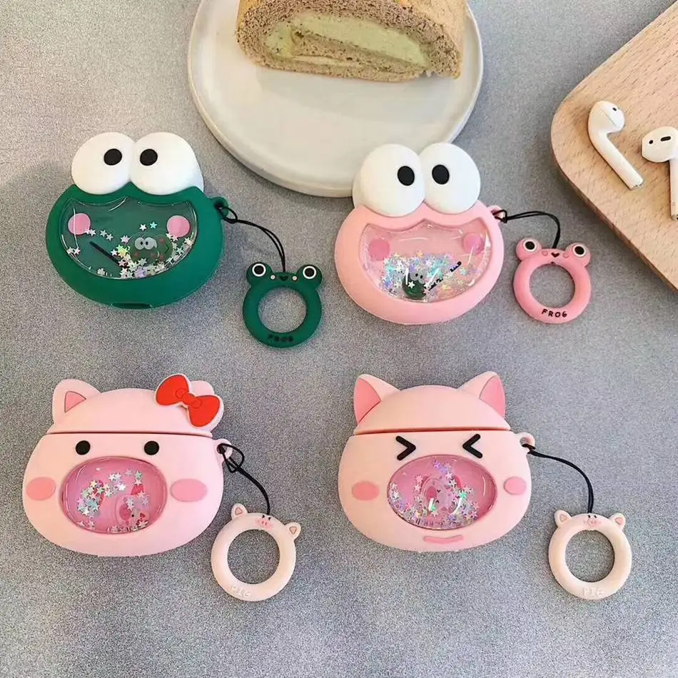 3D Жидкий чехол для наушников Airpods 2 Чехол милый Блестящий песок чехол для Apple Air pods чехол защищенные Наушники Earpods чехол