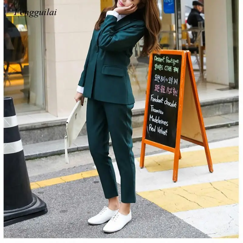 

Женский офисный костюм из 2 предметов, однотонный Блейзер и брюки-карандаш на весну и осень