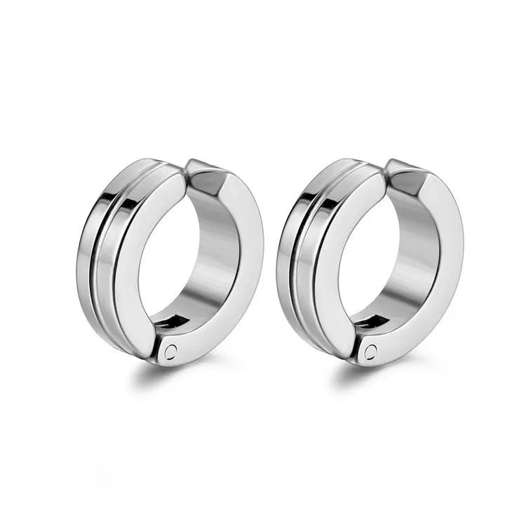 Мужские клипсы для ушей SingleTitanium Steel Европейская и американская мода Простые