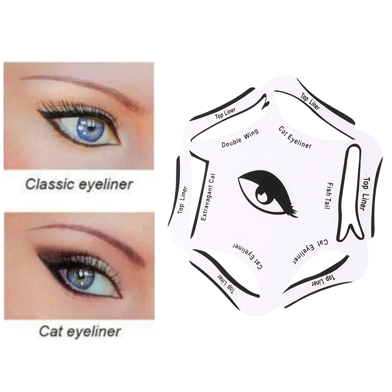 

1pcs 6 In 1 Stencils Eyeliner Template Eye Shadow Eye Liner Quick Tool Makeup Template Tool Eyeshadow Stencil