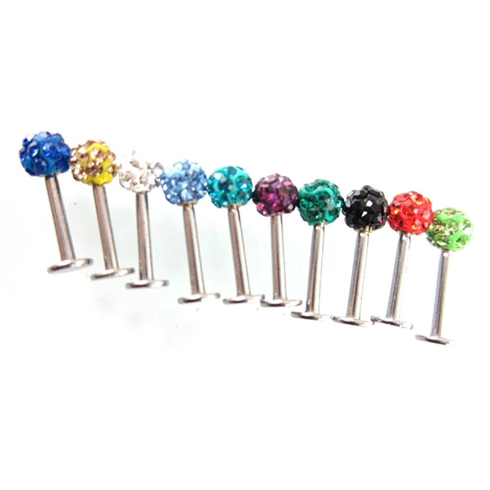 16G Labret Lip Ring Stainless Steel Tragus Earrings Green Macrame Disco Ball Helix Bar Stud Body Piercing Jewelry Lobe Rings | Украшения и