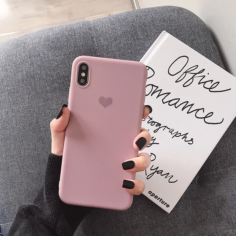 VZD простой сплошной I Love U iphone 11 Pro X 7 Чехол для iphone Xs Max Xr женский анти-осень телефон 6S Tpu мягкий чехол 8 7plus задняя крышка - Цвет: M Pink little love