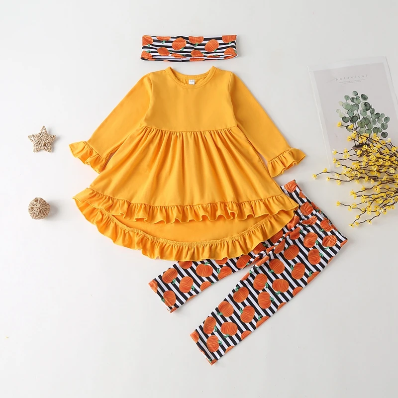 

3 шт., комплект из футболки и длинных брюк с оборками