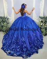 vestidos de xv a%c3%b1os royal blue quinceanera dresses with 3d flowers applique corset top beaded ball gown sweet 16 dress plus size