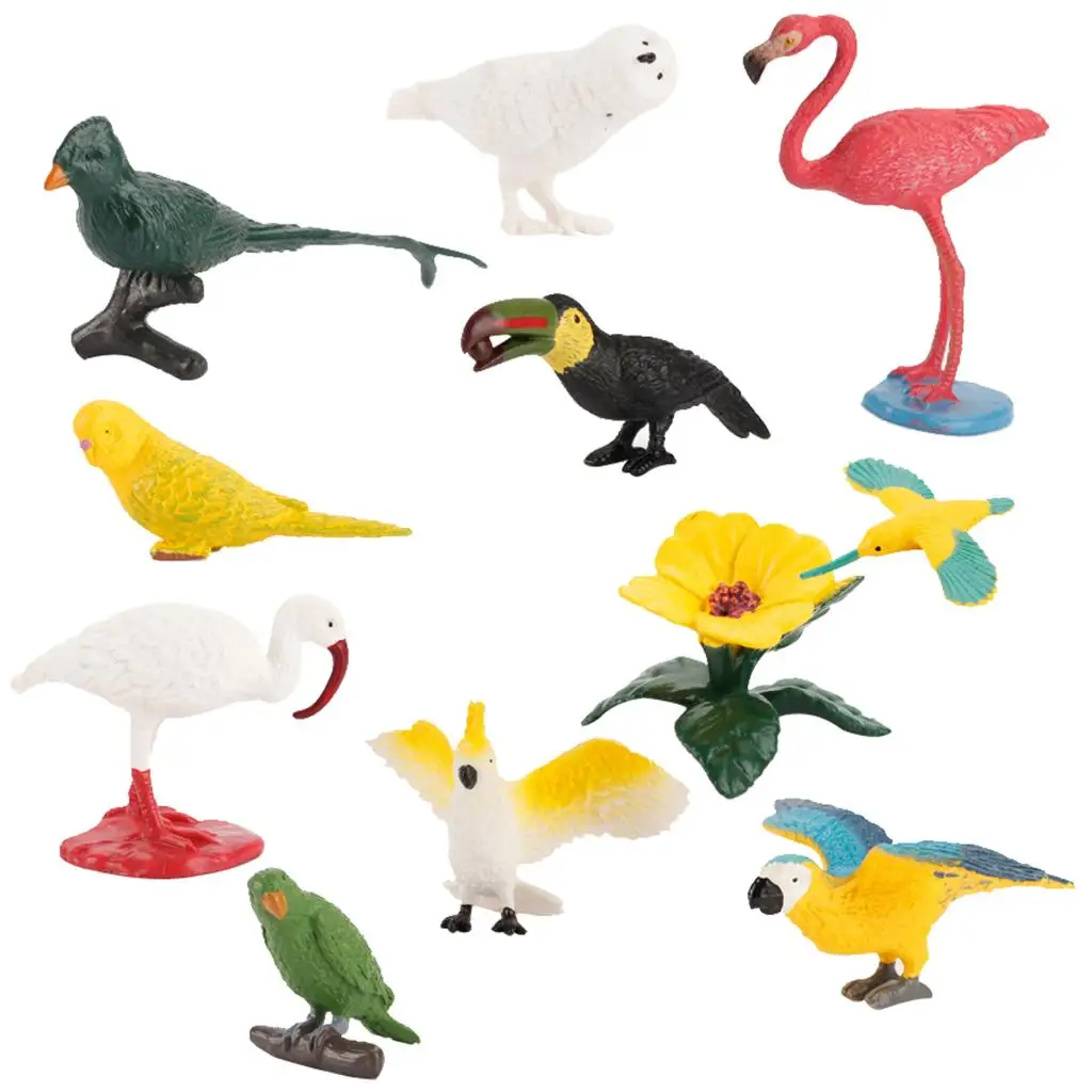 

Toy Mini Bird Model Egret Flamingo Toucan Parakeet Education Decor Solid Toy