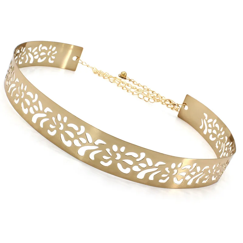 

Slim Hollow Out Metal Dress Belt Women Gold Color Chain Thin Type Trendy Ladies Waist Belt Elegant Fashion Accessories