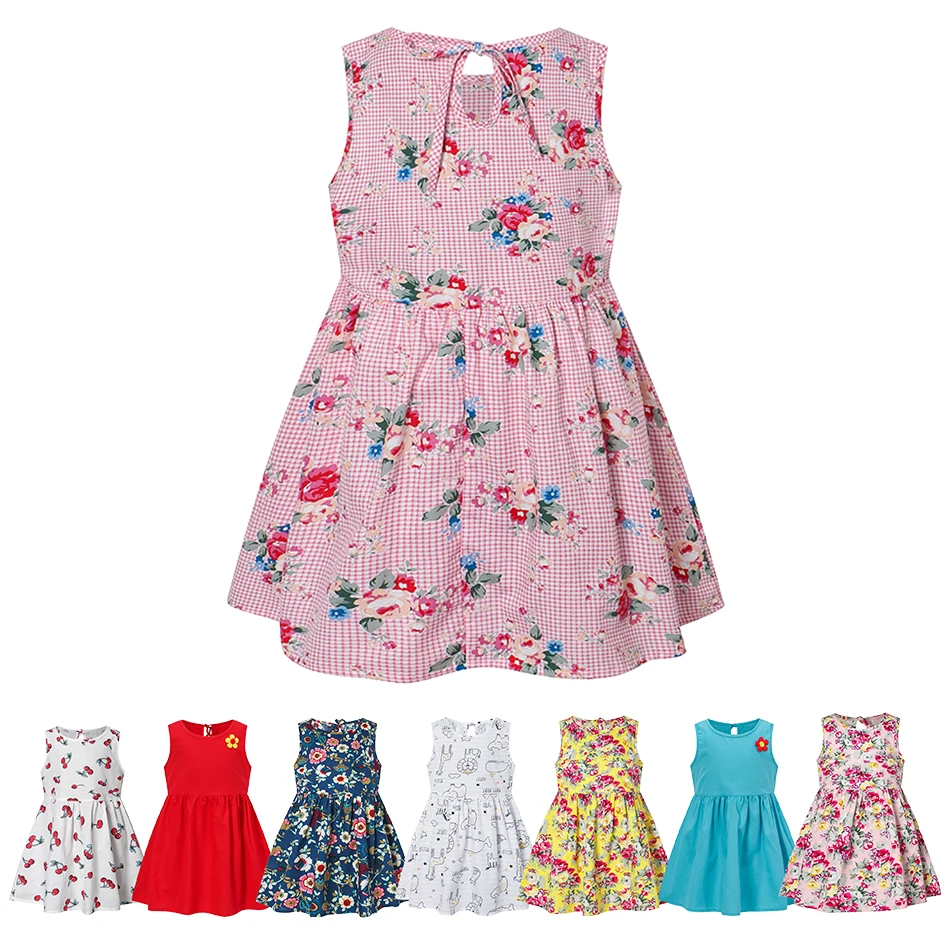 

Kidswant Girl Summer Clothing Boho Sleeveless Sundress Floral Baby Princess Dresses Kids Casual Outfits From 6 Months to 6 Years