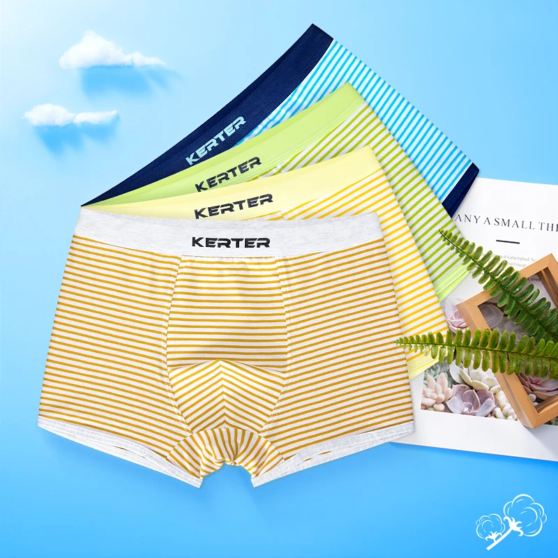 4 шт./упак. трусы боксеры детское нижнее белье для мальчиков в полоску Детские