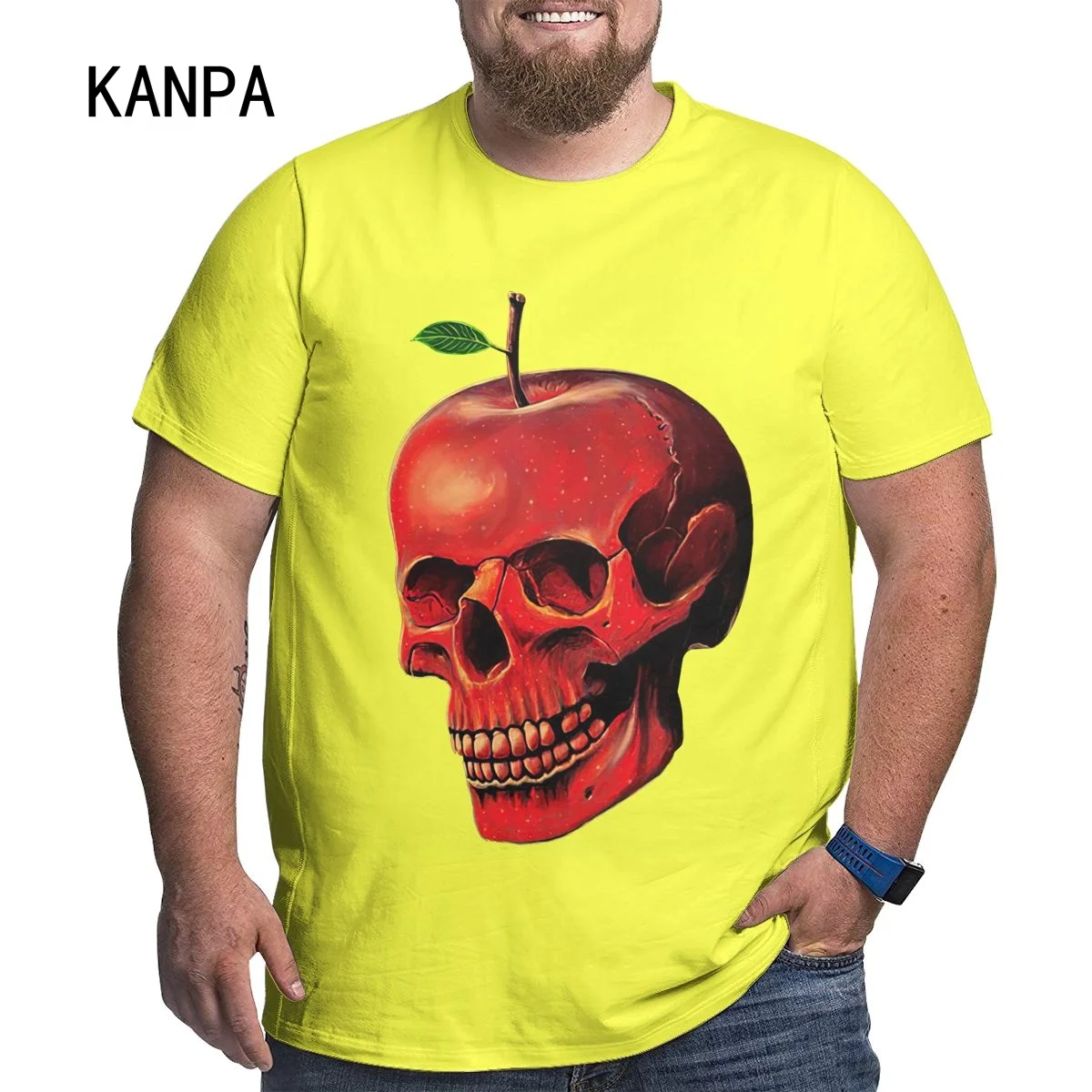 

Red Apple Skull Design Men's Oversized T-Shirts Cotton T Shirt for Big Tall Man Plus Size Tops Tee 6xl 5xl Large Loose Clothes