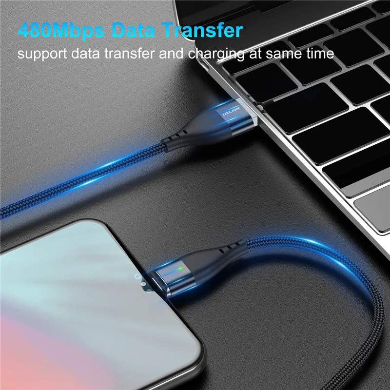 USLION Магнитный кабель Micro USB для iPhone samsung 3A, кабель для быстрой зарядки и передачи данных, Магнитный зарядный кабель usb type C, кабель для телефона Android
