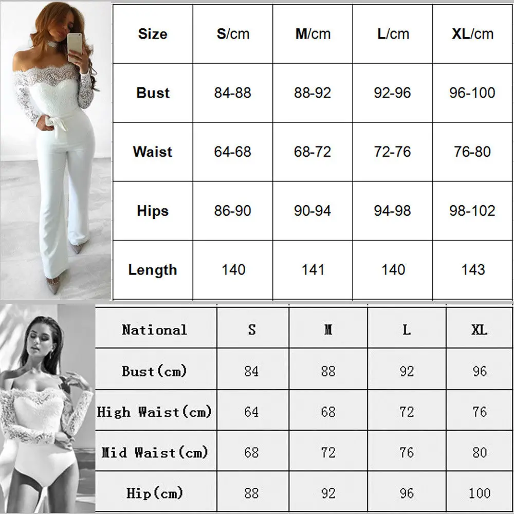 

Hirigin Women Sexy Lace Jumpsuit Ladies Solid White Lace Off shoulder Jumpsuit Bodycon Playsuit Short Trousers White Romper S-XL