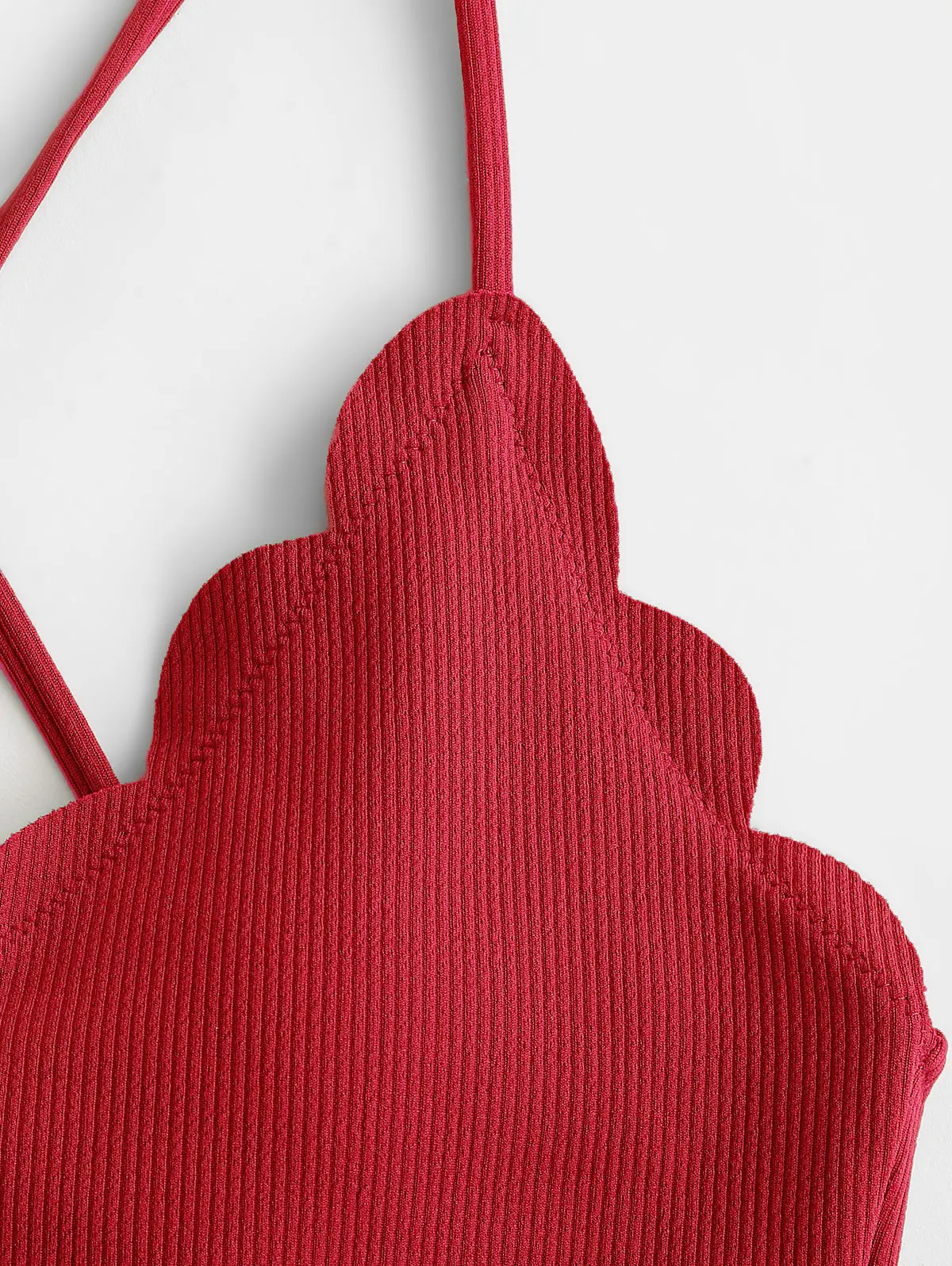 Zaful ребристые Scalloped Кружева Ruched танкини купальники для женщин
