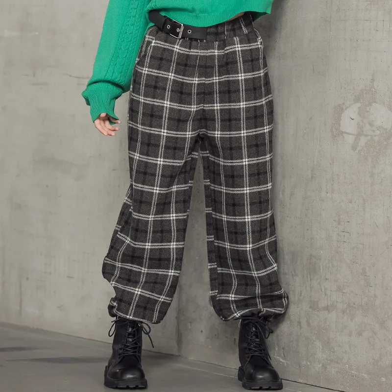 

2021 Teen Girls Autumn and Winter New Thicken Pants Kids Plaid Warm Trousers Children Fashion Clothing Loose, #6668