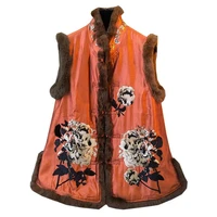 2021 autumn and winter new style vest vetro chinese chinese style female thick warm printed waistcoat women cardigan jacket a669