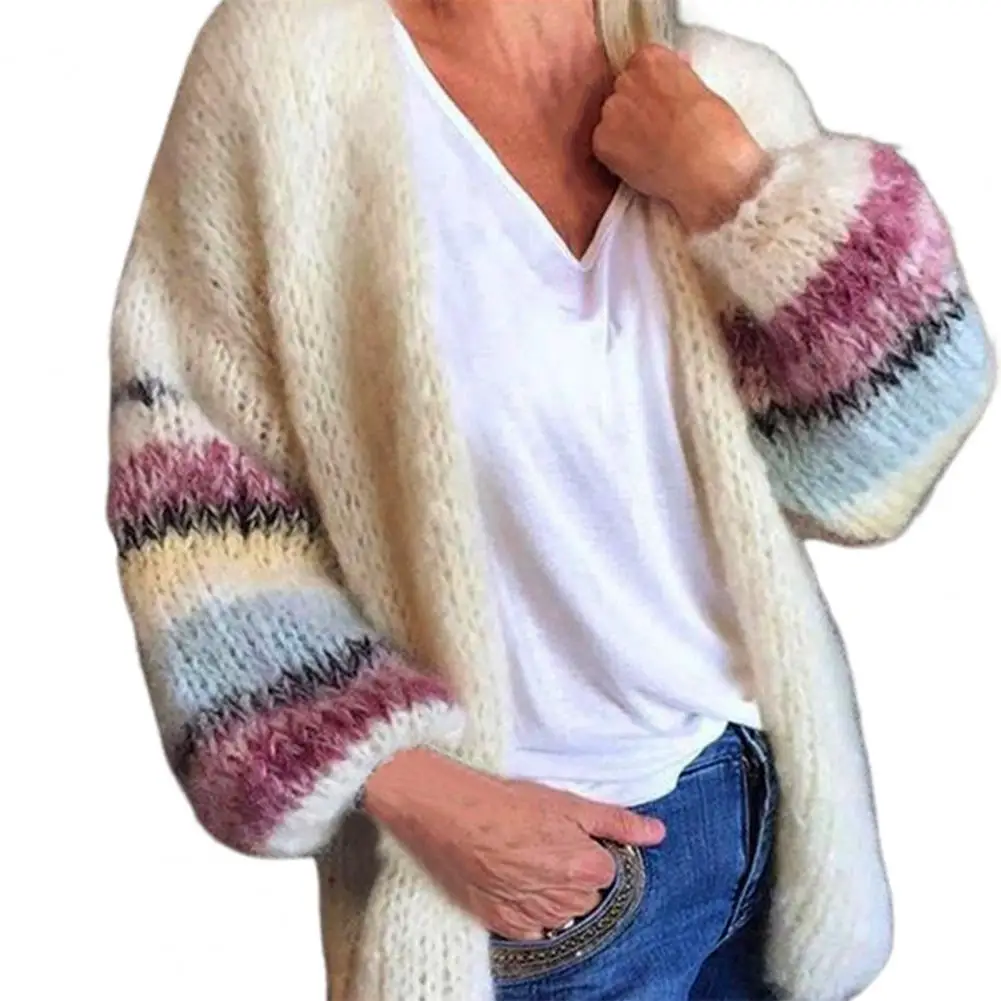 

Dropshipping!! Stripe Cardigan Loose Fit Lantern Sleeve Cardigan Coat Women Accessory for Office